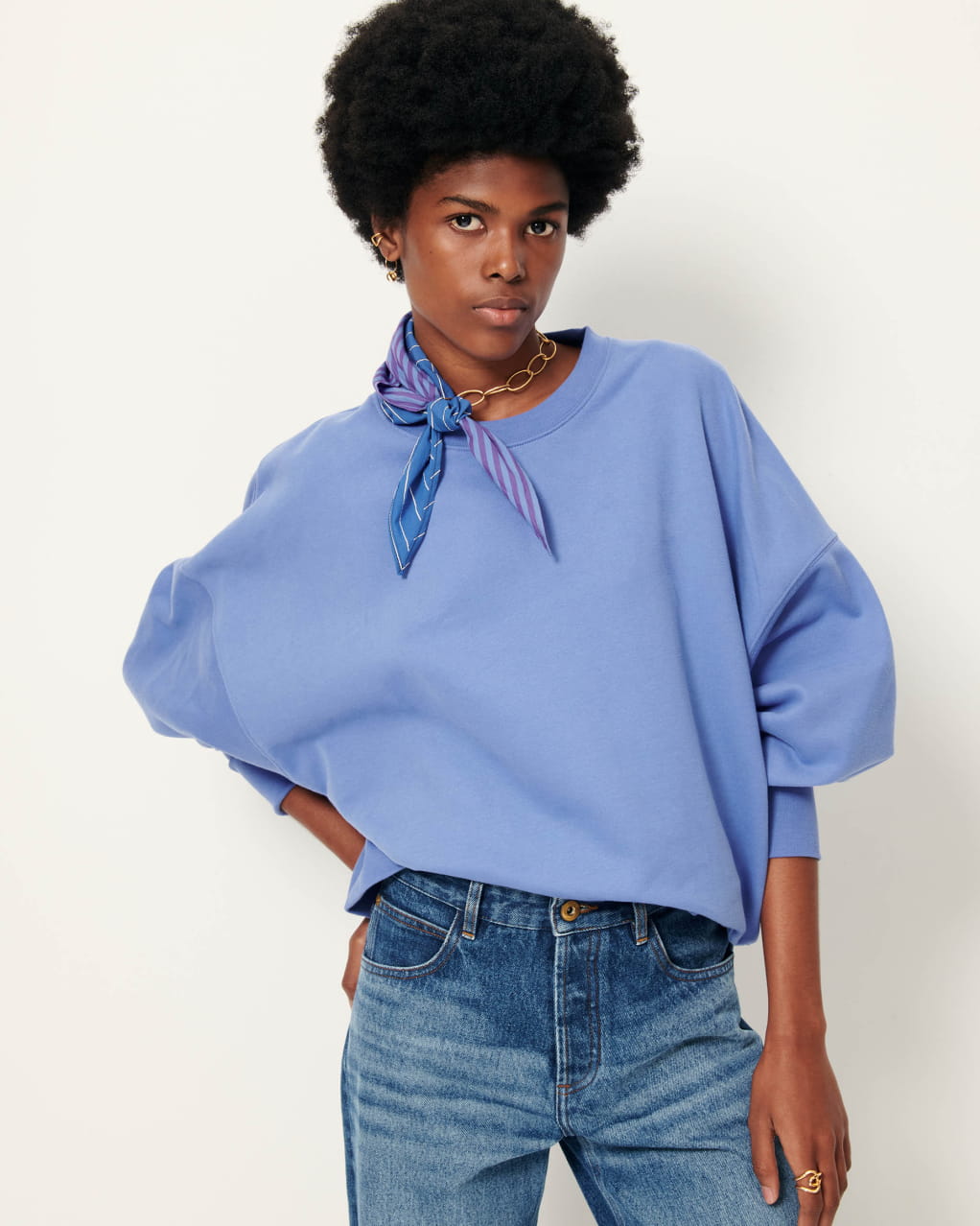スウェット・トレーナー YESEYESEE Soki PK Sweatshirts Indigo YS231TSWCW02IND yeseyesee Soki Pk Sweatshirts - Indigo | International Store