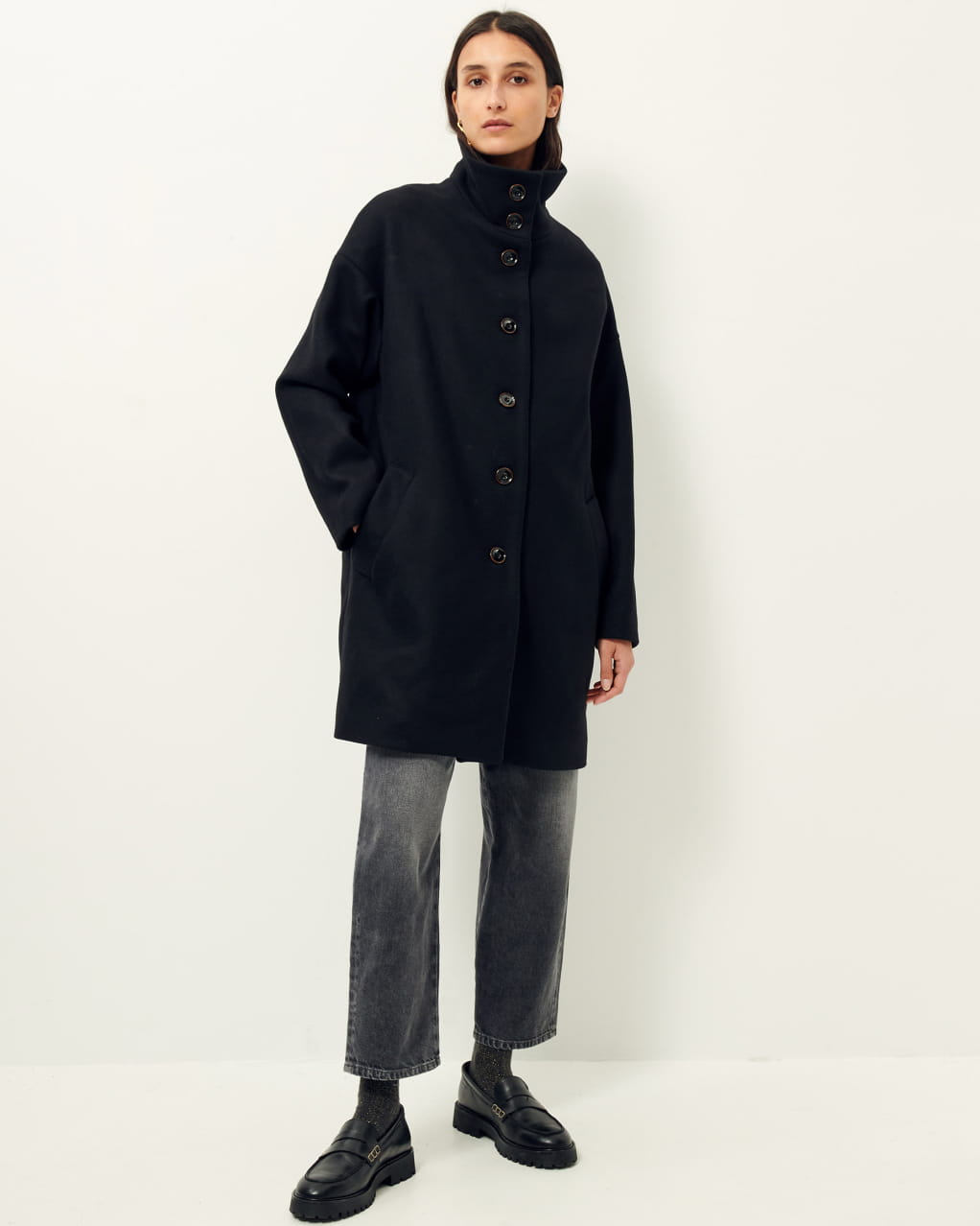 ジャケット・アウター SUNSEA BLACK DOUBLE-BREASTED COAT WXL_Paradise_black-013.jpg