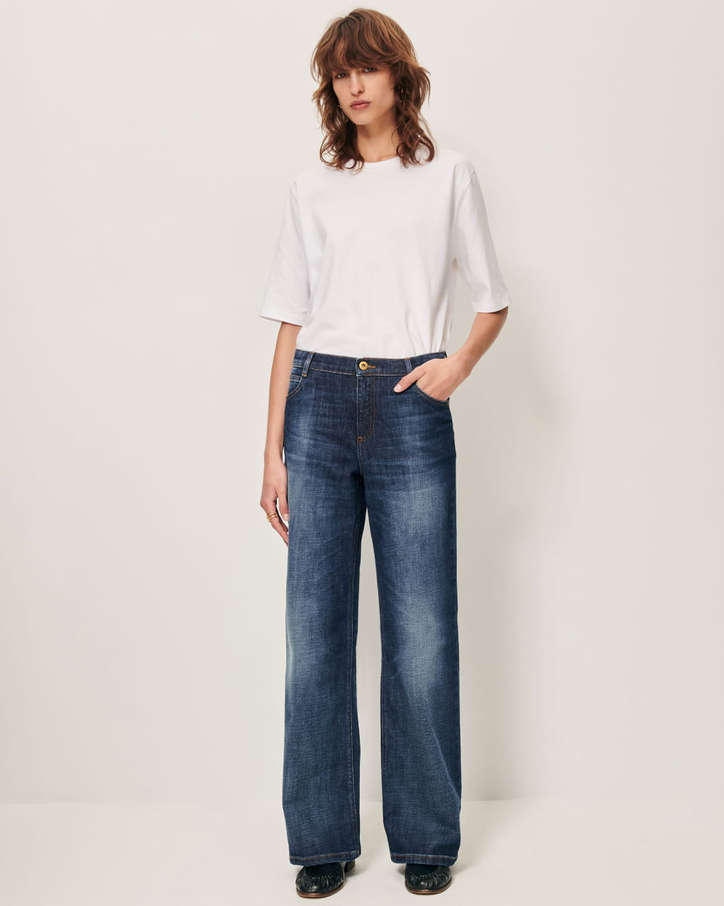 SESSUN DENIM セッスン ストーンウォッシュ ハイライズ ジーンズ SOMETHING ELSA SUPER HI-RISE LOOSE STRAIGHT/スーパー