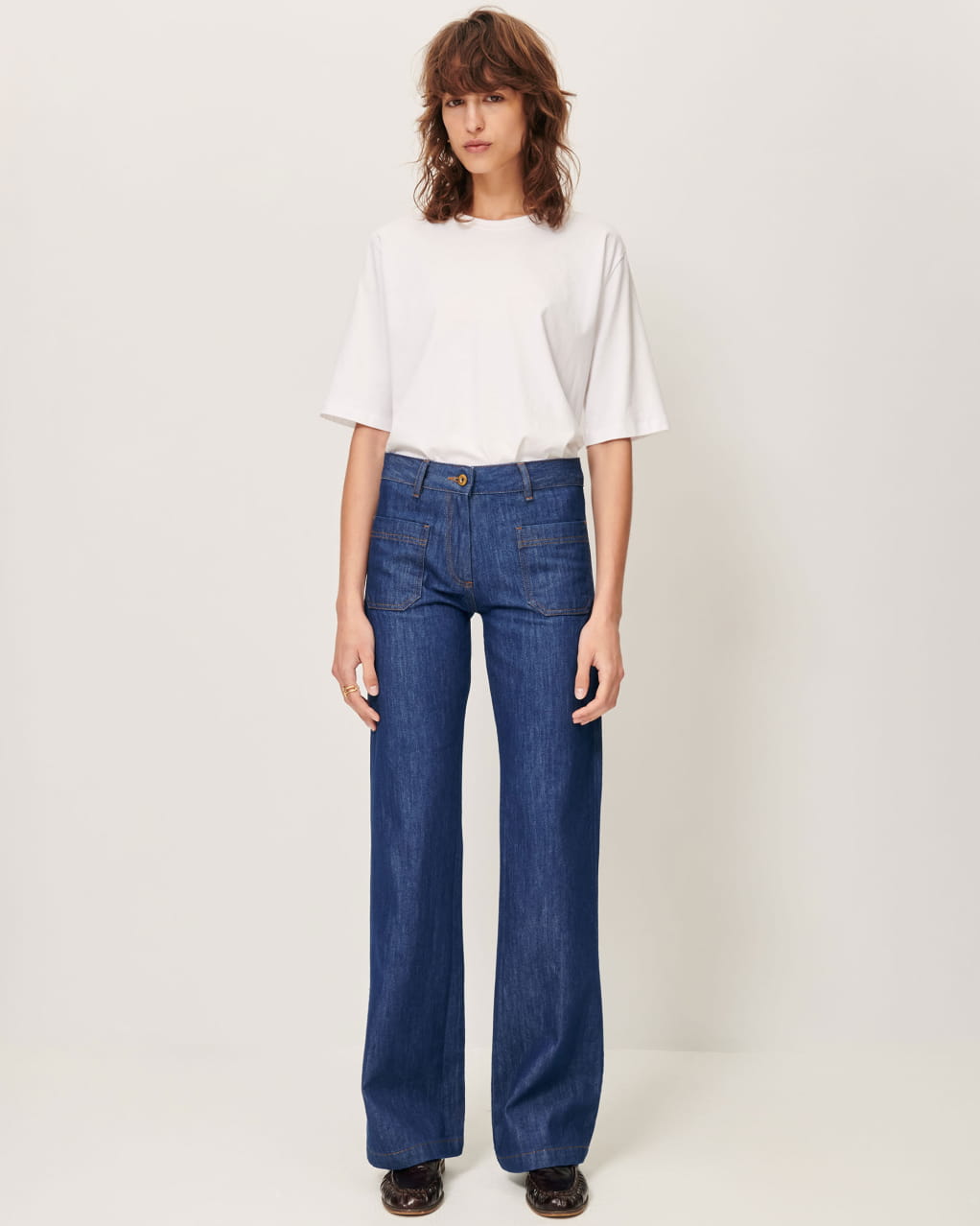 【MODERNIF】Full Moon One-tuck Cotton Semi-Wide Pants Granite Wide Leg Cotton Pants | Lotus and Luna - LotusAndLuna