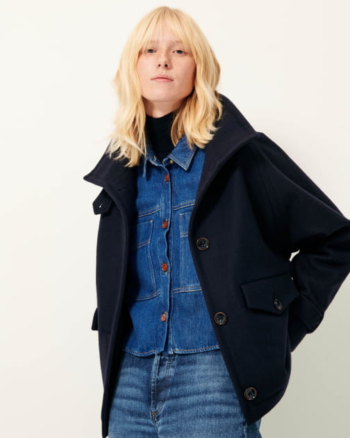LEE WOOLY Navy | Coat | SESSÙN Official website