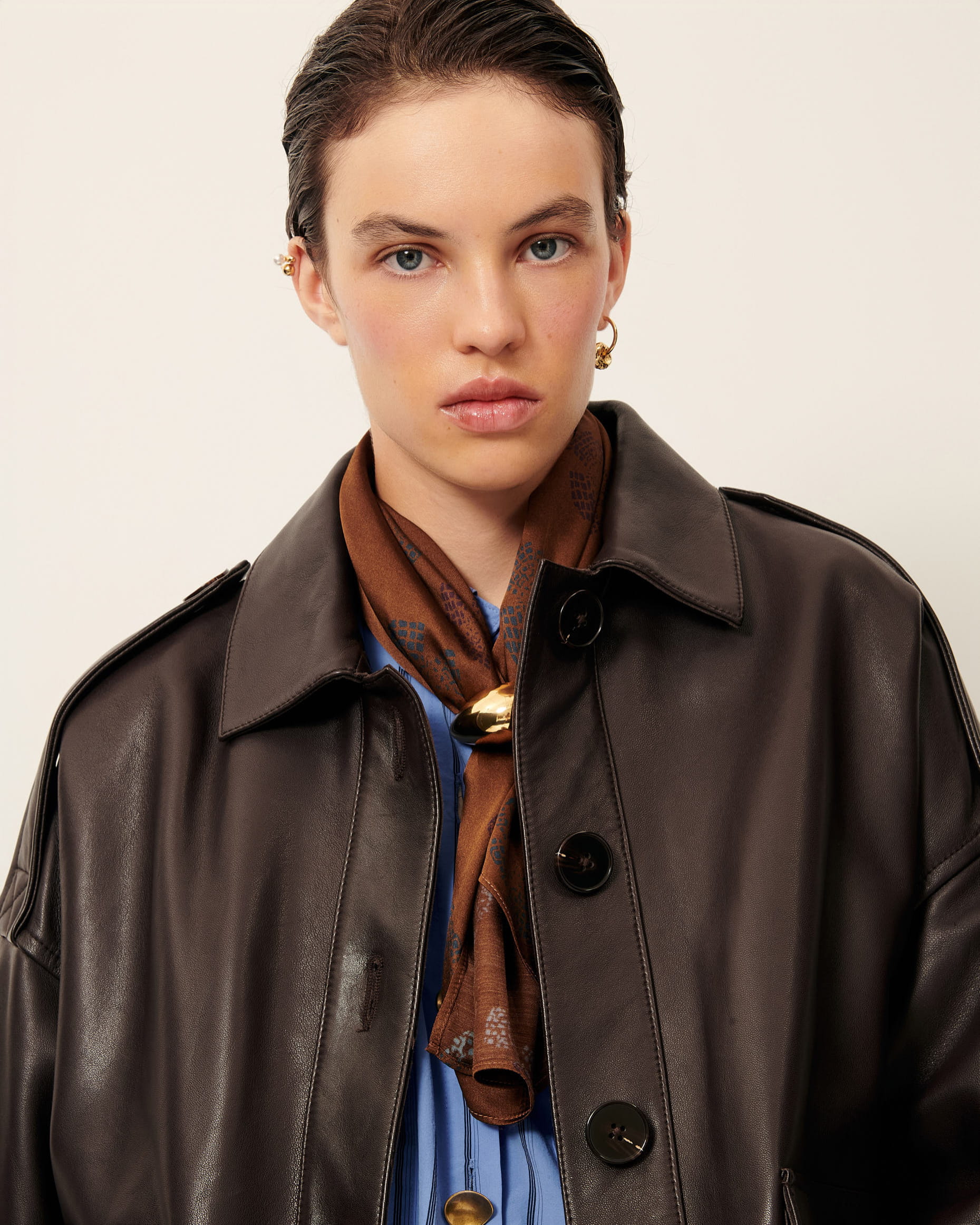 Veste En Cuir Femme Arthur & Fox Taille 36 S - Marron, Occasion Très Bon état