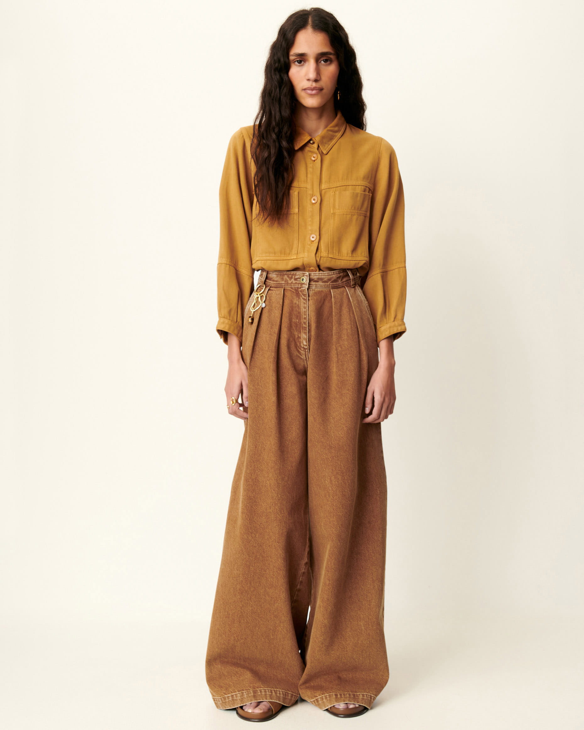 Saho★Layering Tシャツ ブラウン Studio D'Artisan Amami-Dorozome Mud-Dyed Jacquard Shirt - 5717