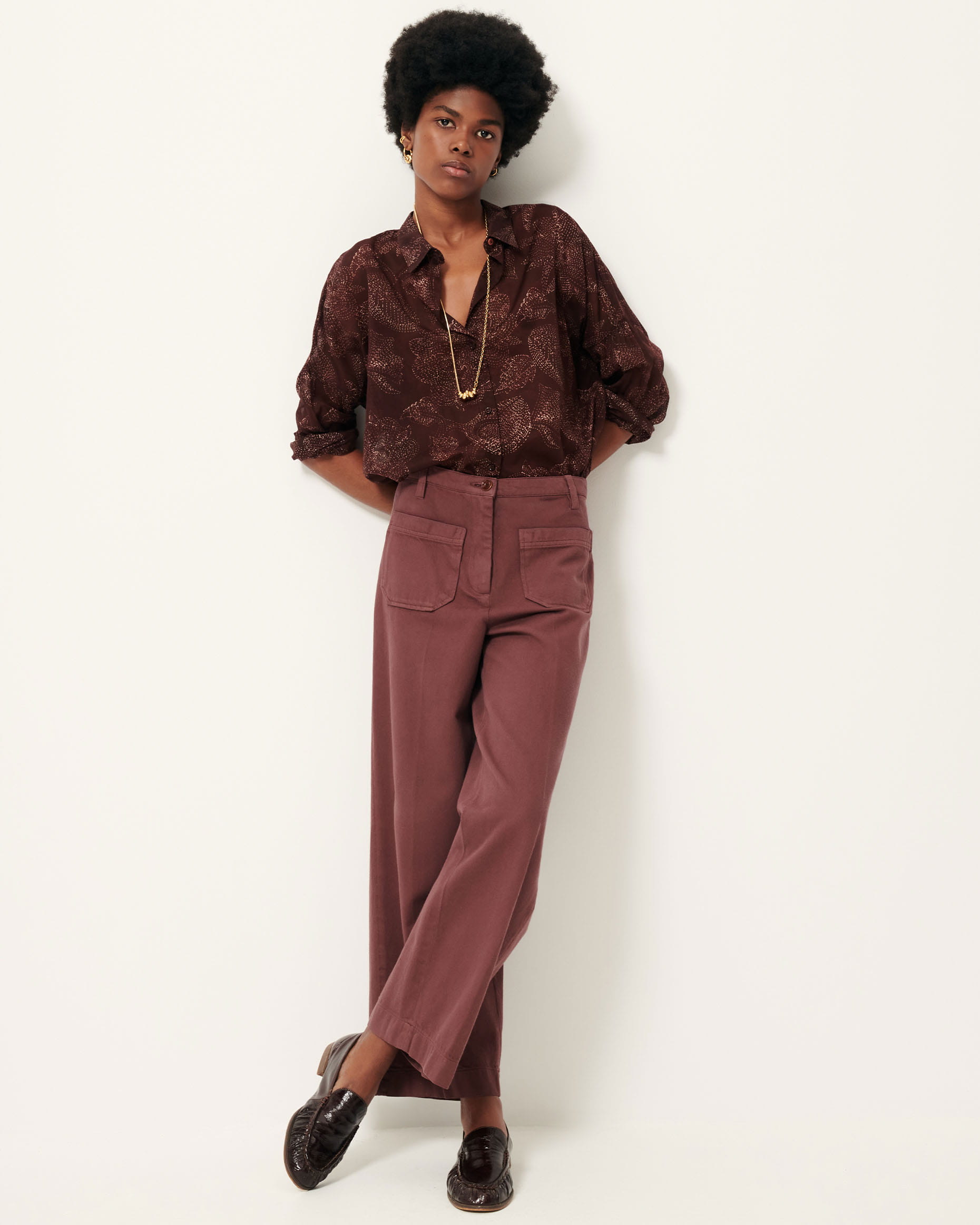Pantalon Port/satin Couleur Bordeaux - Maison Blanche Marché Noir - Taille 6 - Neuf Avec étiquettes