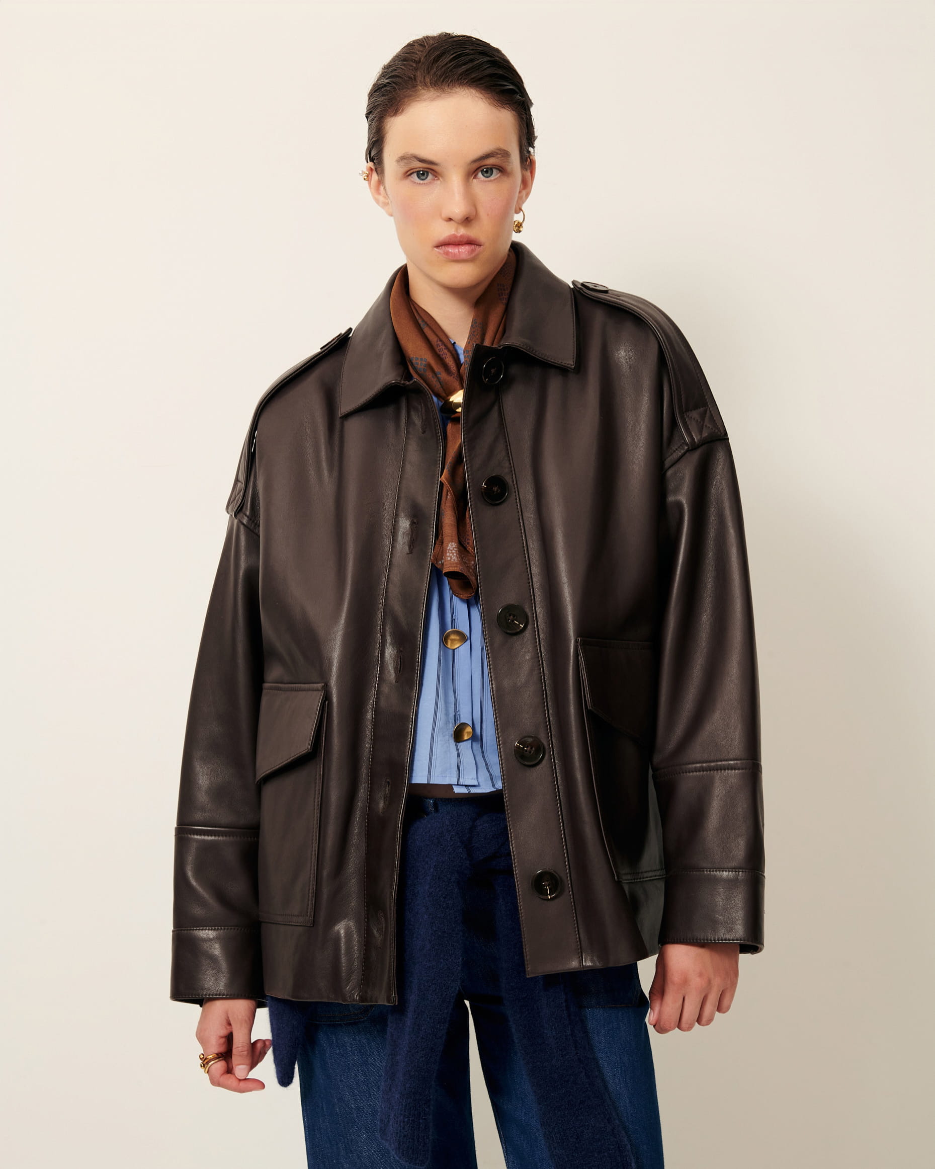 HARRIBOYD Coffee Leather | Jacket | SESSÙN Official website