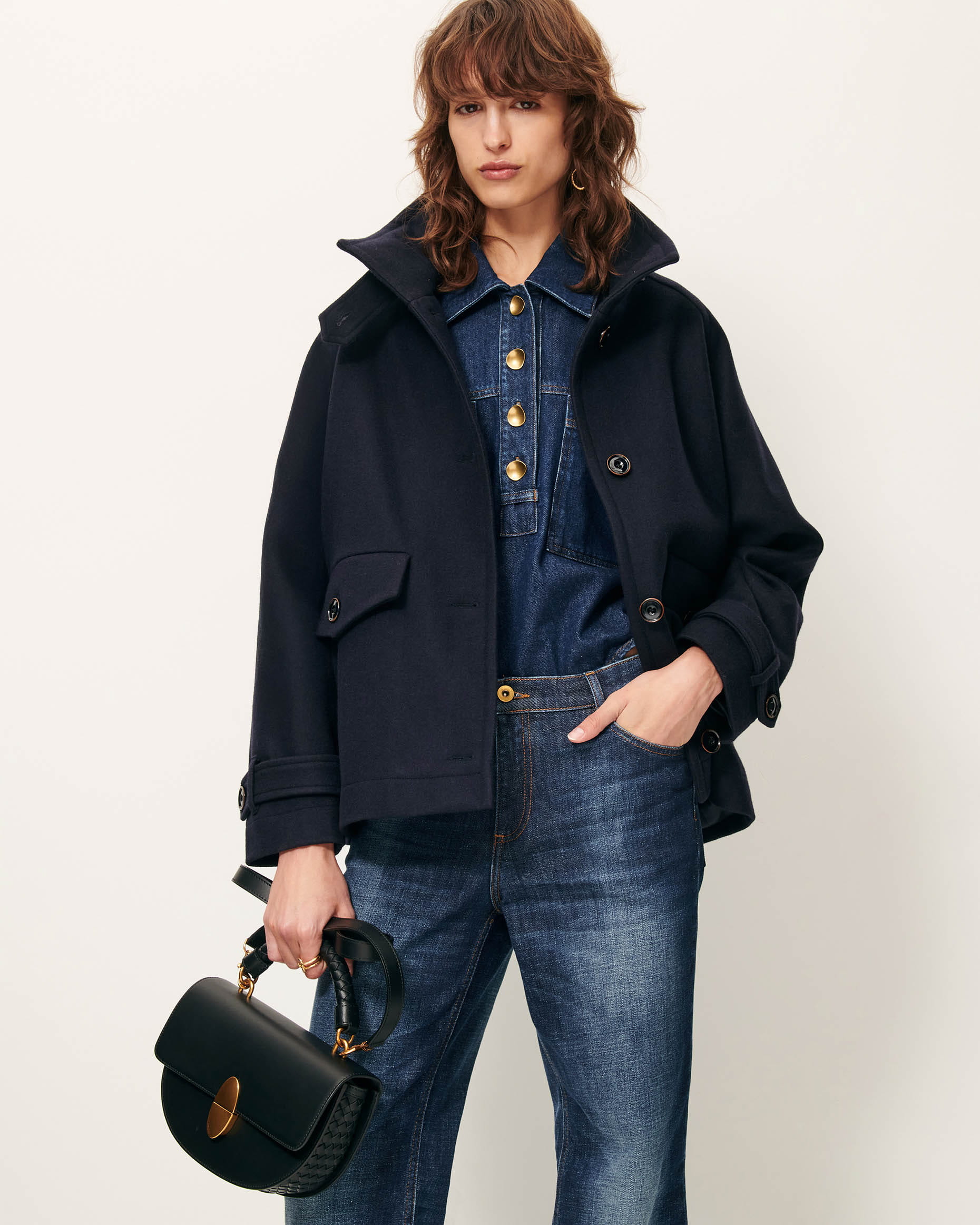 LEE WOOLY Navy | Coat | SESSÙN Official website