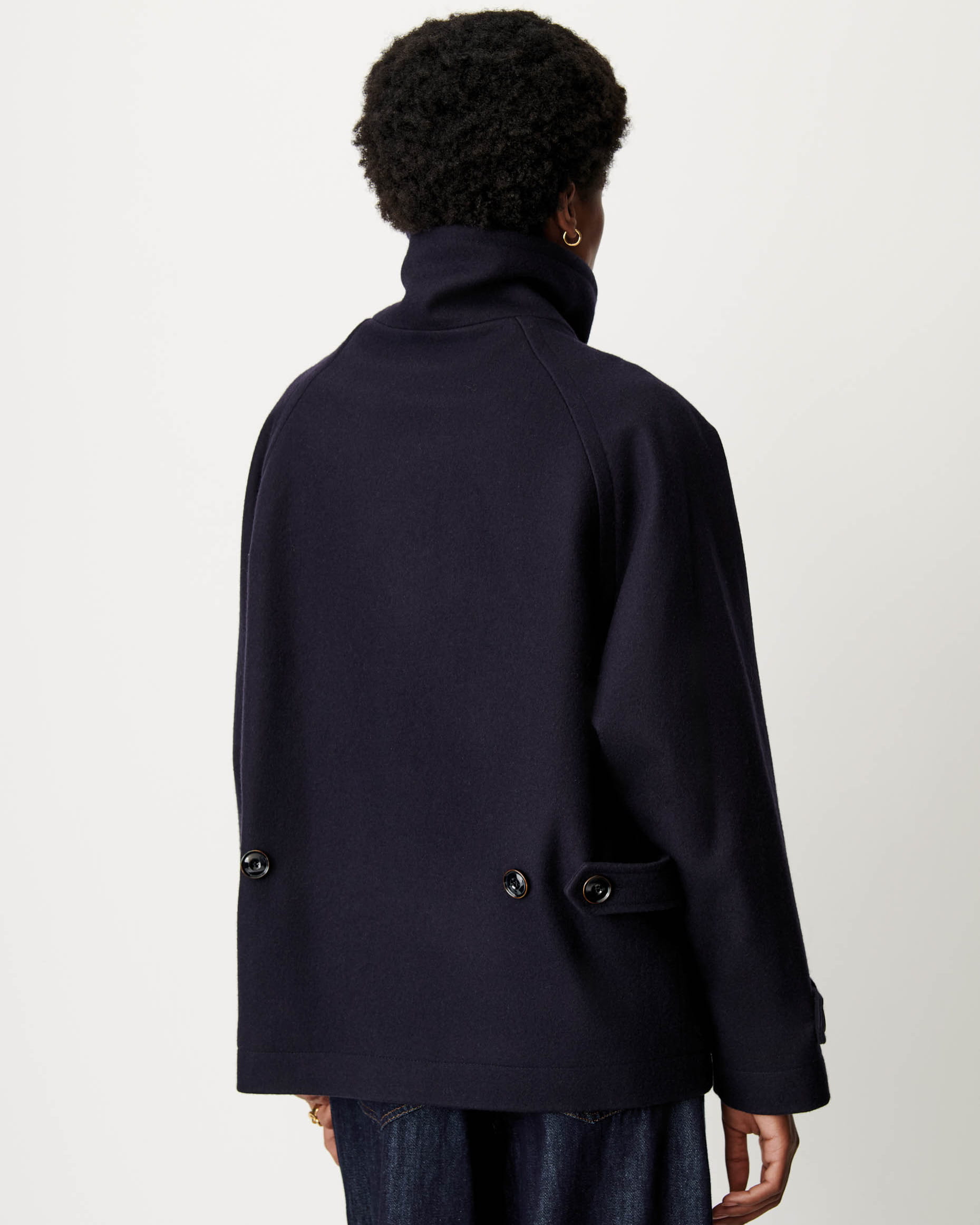LEE WOOLY Navy | Coat | SESSÙN Official website