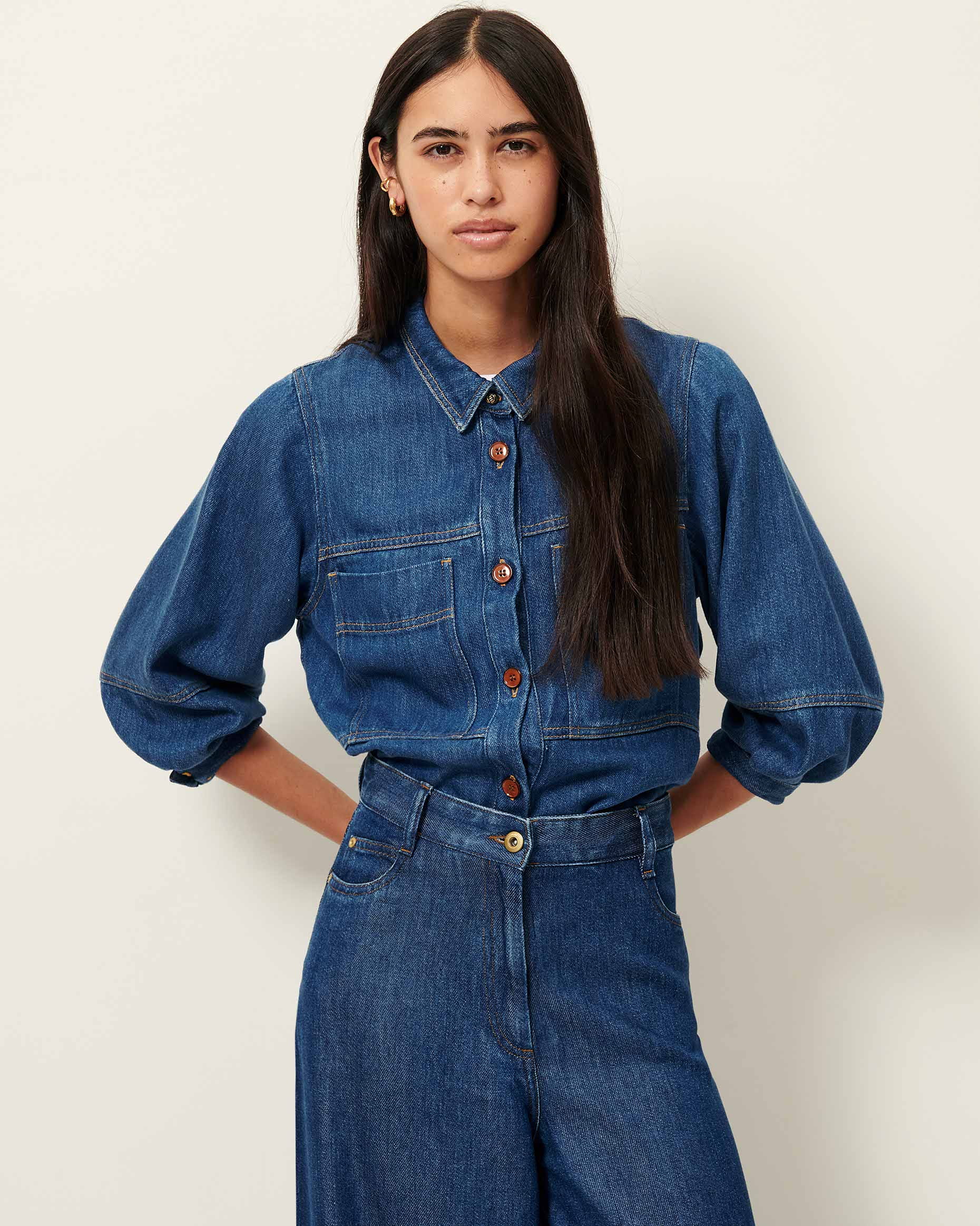 LEONE Denim Blue | Overshirt | SESSÙN Official website
