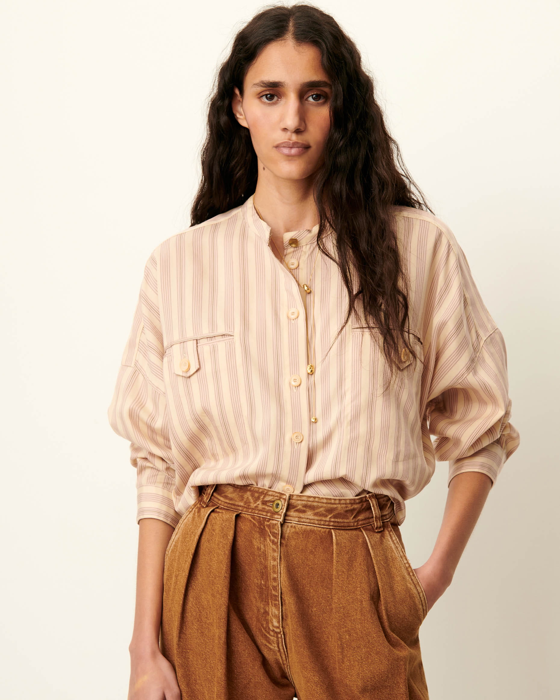 ゆんじぇsoduk ribon everywhere shirt ベージュ ribbon everywhere shirt（シャツ/ブラウス）｜soduk（スドーク）の
