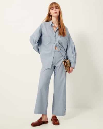 サルセーション Close fitting pants ライトブルー XS BLUE PEONY PETAL-SLIT TECHNO ANKLE PANT - Swing Control