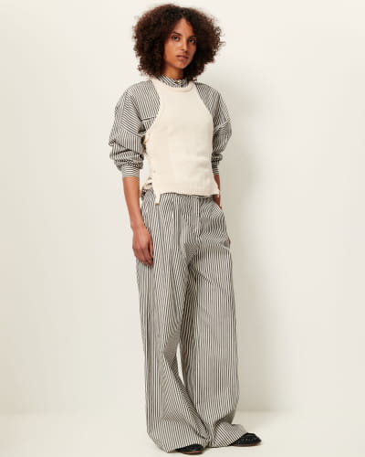 【Raucohouse】Yvonne Curved Dirty White Pants Raucohouse】Yvonne Curved Dirty White Pants