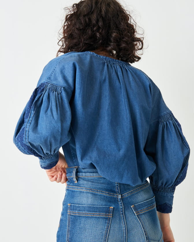 Chemise Femme SESSUN - Taille S - Gris - Coton - Occasion Très Bon état